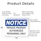 Signmission Private Property Authorized Personnel Only OSHA Notice Sign, Aluminum, 14in W x 10in L, 2PK OS-2PACK-NS-A-1014-L-17826 - alternate 3